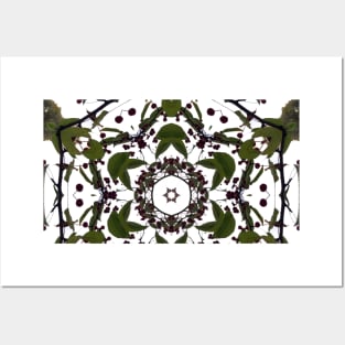 Christmas Red and Green Snowflake Textile Pattern Posters and Art